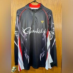 Gamakatsu 1/4 zip Long Sleeve T-Shirt  Outdoor Shirt 4XL Black/Red Fishing NWOT